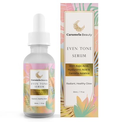 Caramela Beauty Even Tone Serum – Brightening Serum for Dark Spots & Hyperpigmentation with Kojic Acid, Hyaluronic Acid & Centella Asiatica – Radiant Healthy Glow – 1 fl oz / 30mL